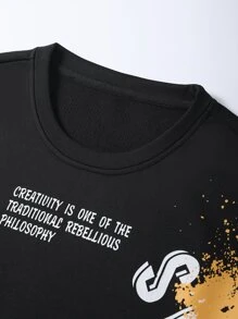 Manfinity Men Slogan Graphic Sweatshirt - Black - View 6