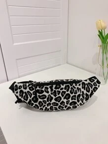 Riñonera con estampado de leopardo de lona - Blanco y Negro - Ver 2