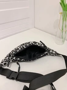 Riñonera con estampado de leopardo de lona - Blanco y Negro - Ver 4