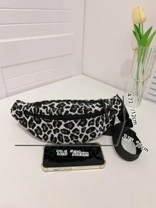 Riñonera con estampado de leopardo de lona - Blanco y Negro - Ver 7