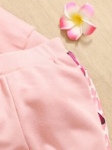 嬰兒蝴蝶圖案荷葉邊衛衣和衛褲 - 淺粉色 - 查看 4