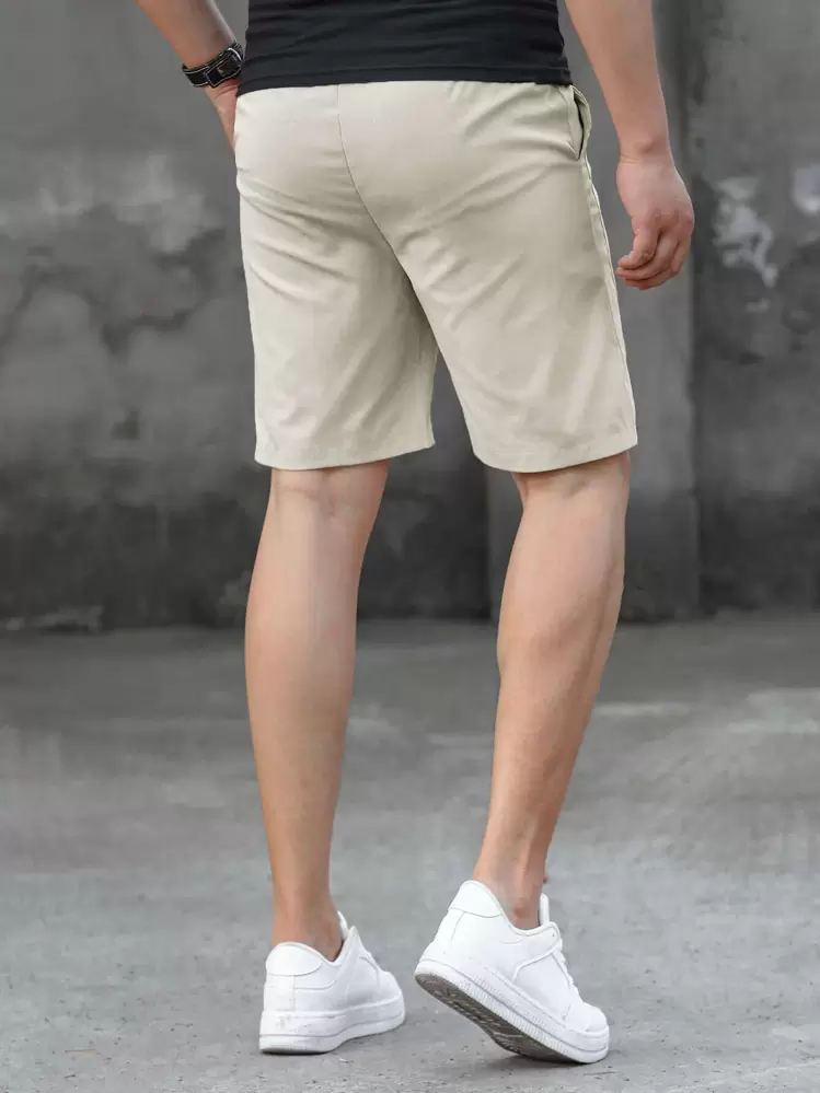 Manfinity LEGND Quần short nam dáng rộng có miếng vá chữ và dây rút ở eo - Màu Khaki - Xem 2