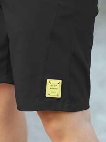 Manfinity Homme Loose Fit Men's Letter Patched Drawstring Waist Shorts