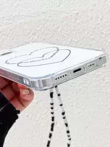 Vỏ đựng điện thoại trong suốt hình trái tim có dây buộc - Nhiều màu - Xem 3