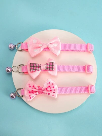 3pcs Bow Decor Pet Collar
