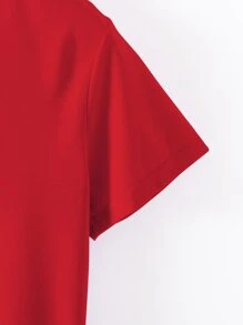 SHEIN LUNE Camiseta gráfica de verano para mujeres con ojos y leopardo con eslogan - Rojo - Ver 5