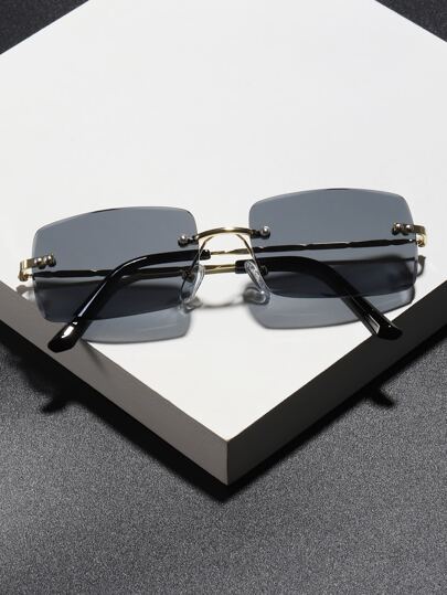 Herren Randlose Quadratische Linsen Mode Brille