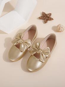 Zapatos planos cómodos y versátiles para niñas, color dorado, para otoño - Dorado - Ver 2