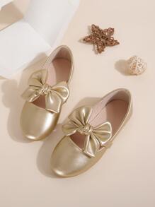 Zapatos planos cómodos y versátiles para niñas, color dorado, para otoño - Dorado - Ver 4