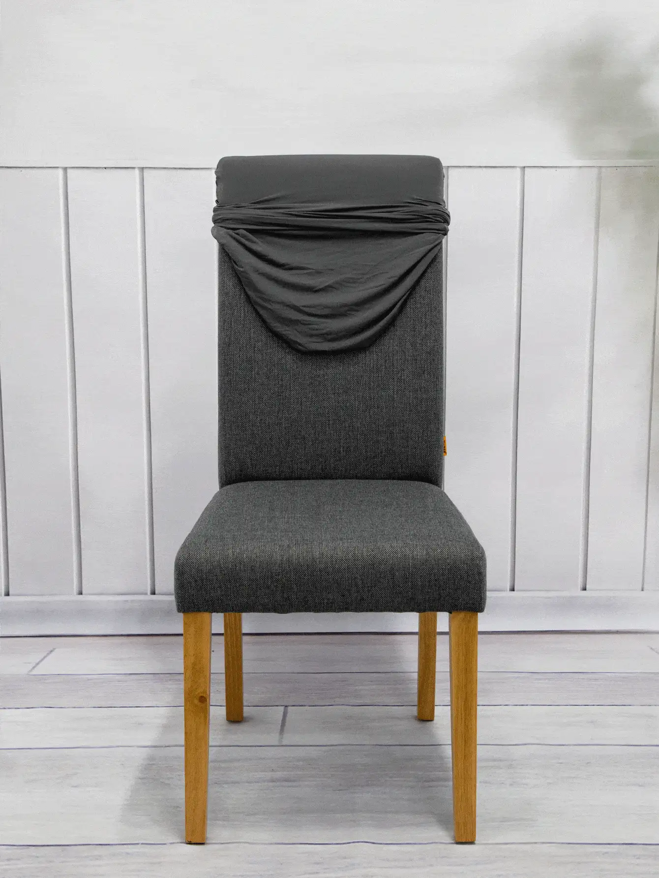 1/4/6 件纯色弹力椅套，可拆卸可洗牛奶丝椅套 - 灰色 - 查看 5