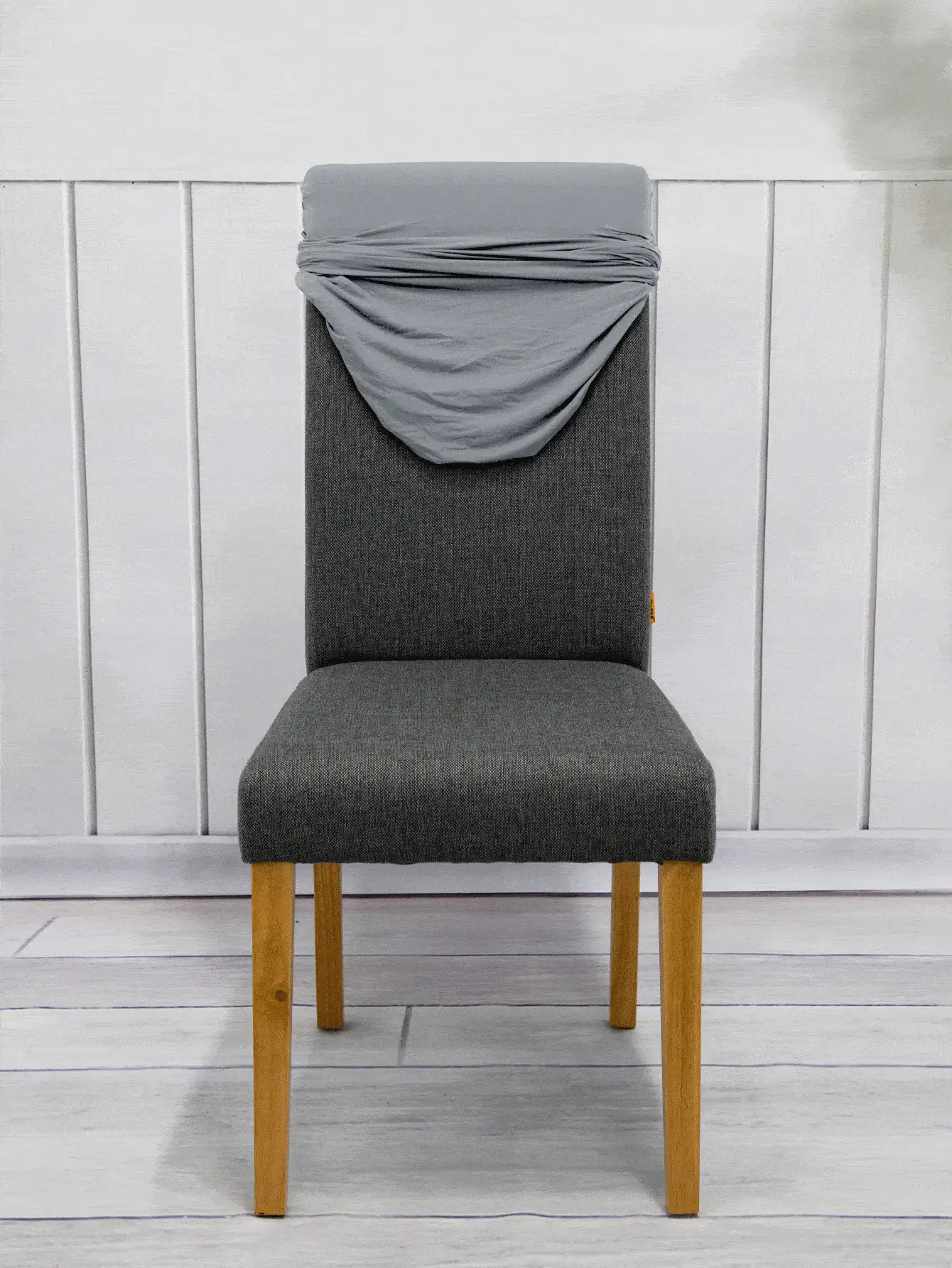 1/4/6/8/10pcs Solid Color Milk Silk Chair Covers, Polyester Elastic Dining Chair Covers - Light Grey - View 4