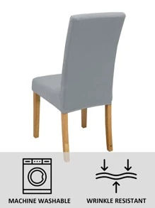 1/4/6/8/10pcs Solid Color Milk Silk Chair Covers, Polyester Elastic Dining Chair Covers - Light Grey - View 7