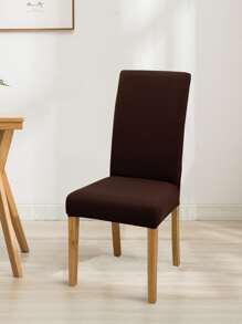 1pc/4pcs/6pcs/8pcs/10pcs Milk Silk Solid Color Chair Covers, Polyester Stretchy Dining Chair Slipcover - Brown - View 2