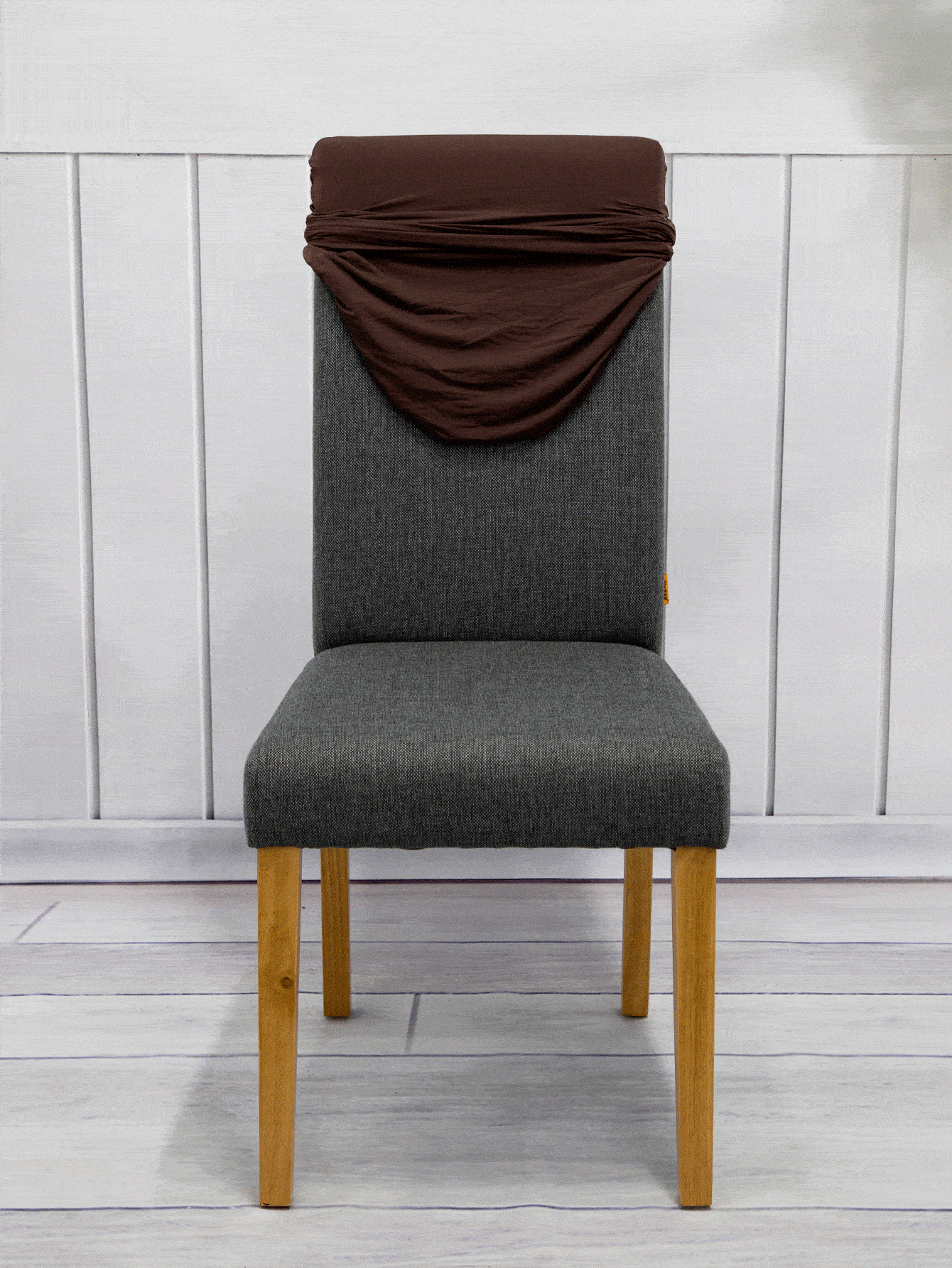 1pc/4pcs/6pcs/8pcs/10pcs Milk Silk Solid Color Chair Covers, Polyester Stretchy Dining Chair Slipcover - Brown - View 4