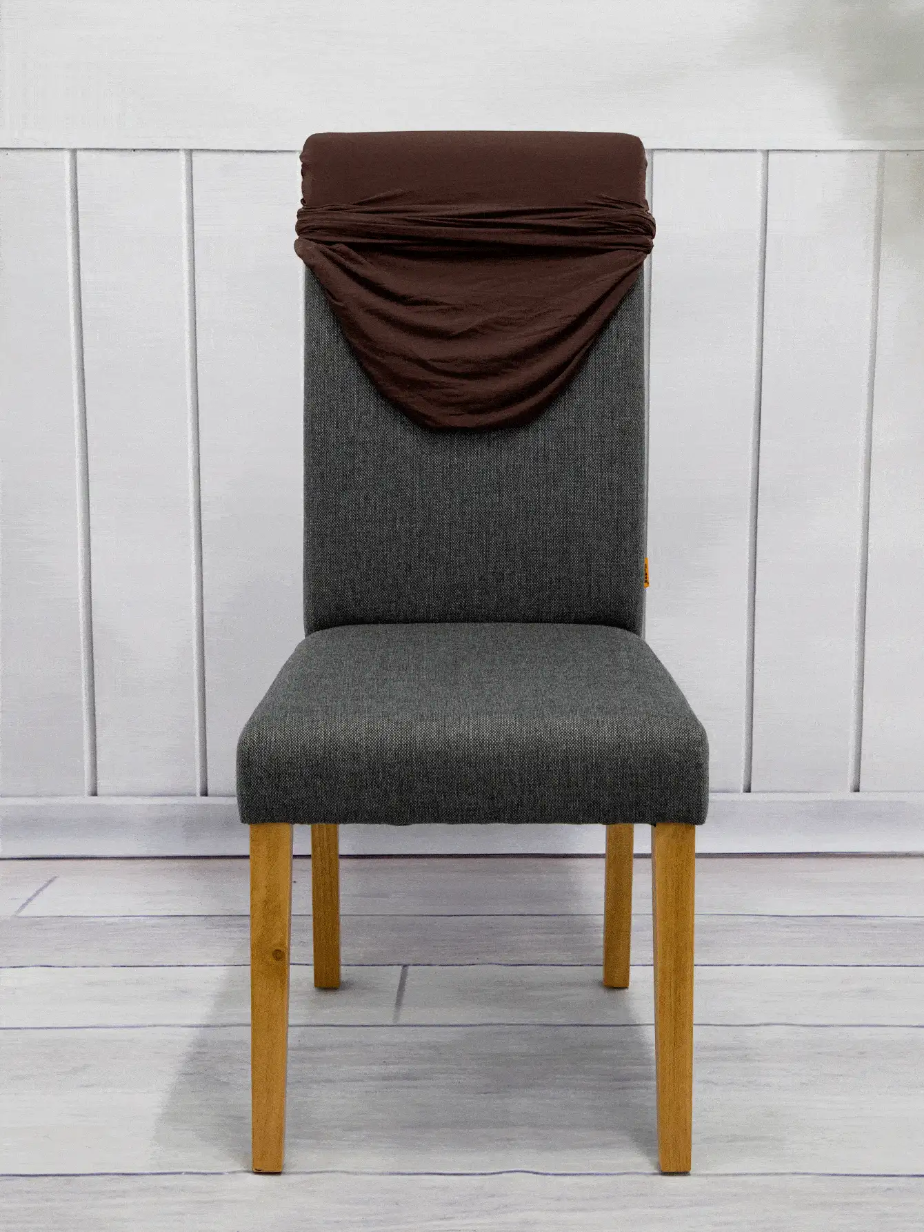 1pc/4pcs/6pcs/8pcs/10pcs Milk Silk Solid Color Chair Covers, Polyester Stretchy Dining Chair Slipcover - Brown - View 5