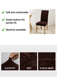 1pc/4pcs/6pcs/8pcs/10pcs Milk Silk Solid Color Chair Covers, Polyester Stretchy Dining Chair Slipcover - Brown - View 7