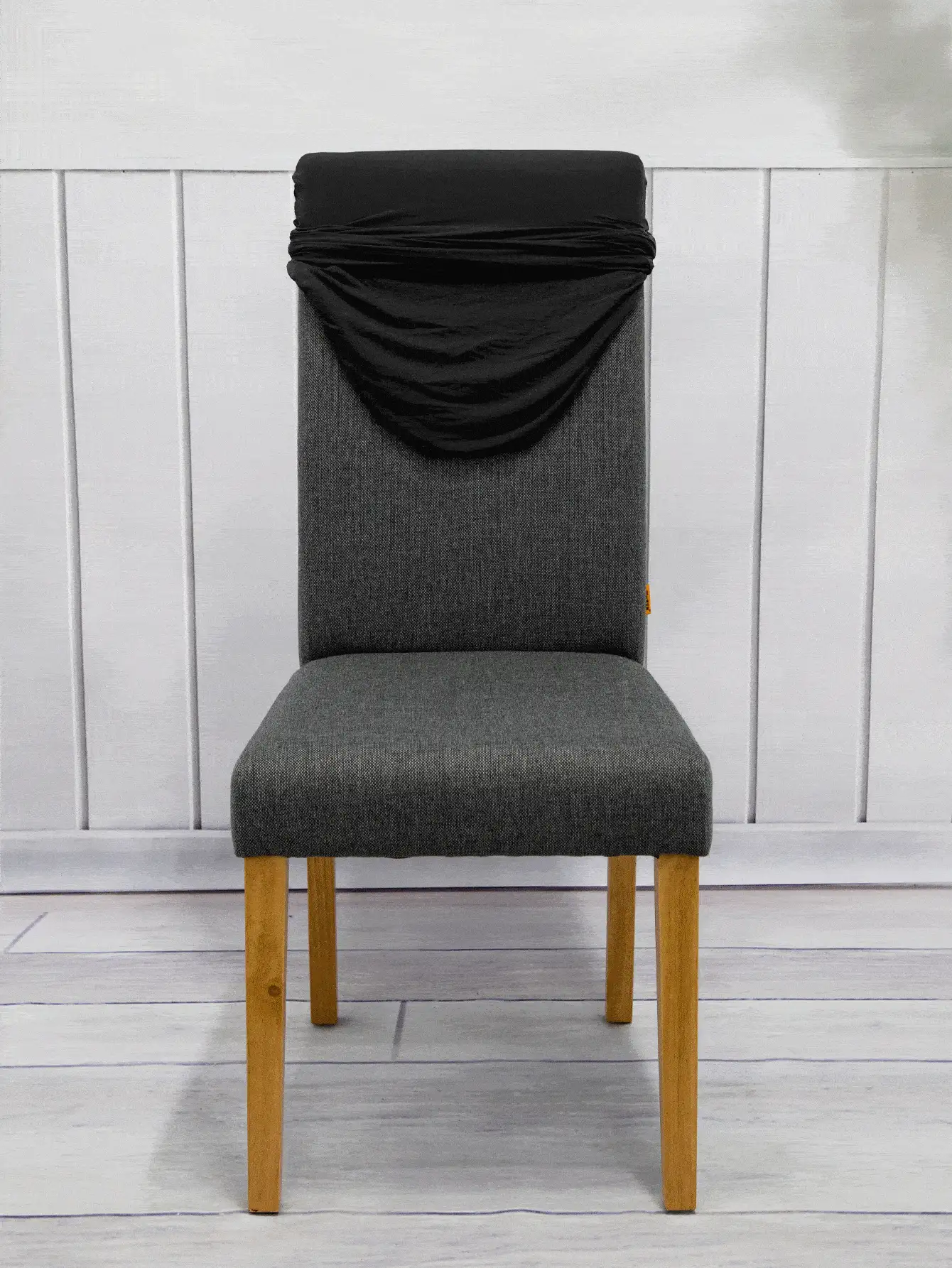 1/4/6pcs Stretch Solid Color Dining Chair Covers, Removable Machine Washable Pure Milk Silk Chair Slipcovers - Black - View 5