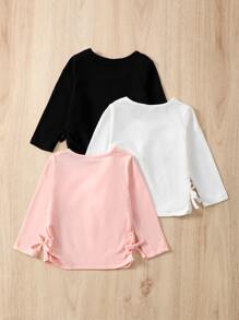 Bebé 3 piezas Camiseta fruncido con lazo lateral - Multicolor - Ver 2