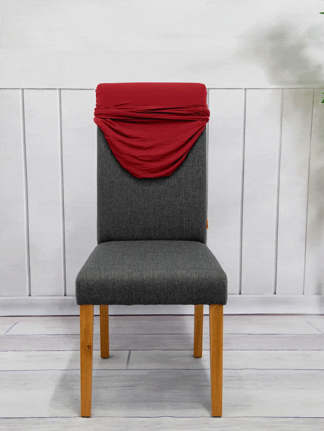 1/4/6pcs Stretchy Solid Color Chair Covers, Removable & Washable Milk Silk Chair Slipcovers - Rose Red - View 7