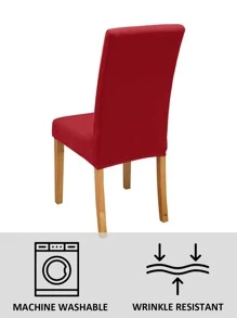 1/4/6pcs Stretchy Solid Color Chair Covers, Removable & Washable Milk Silk Chair Slipcovers - Rose Red - View 5