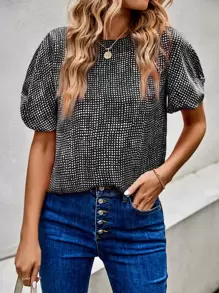 SHEIN Clasi Áo sơ mi nữ Tất cả trên in Giải trí - Đen và trắng - Xem 1