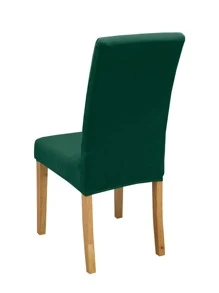 1/4/6pcs Milk Velvet Removable Washable Elastic Solid Color Dining Chair Covers - Green - View 5