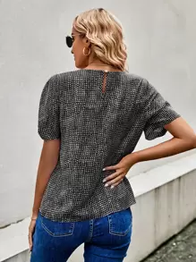 SHEIN Clasi Áo sơ mi nữ Tất cả trên in Giải trí - Đen và trắng - Xem 2