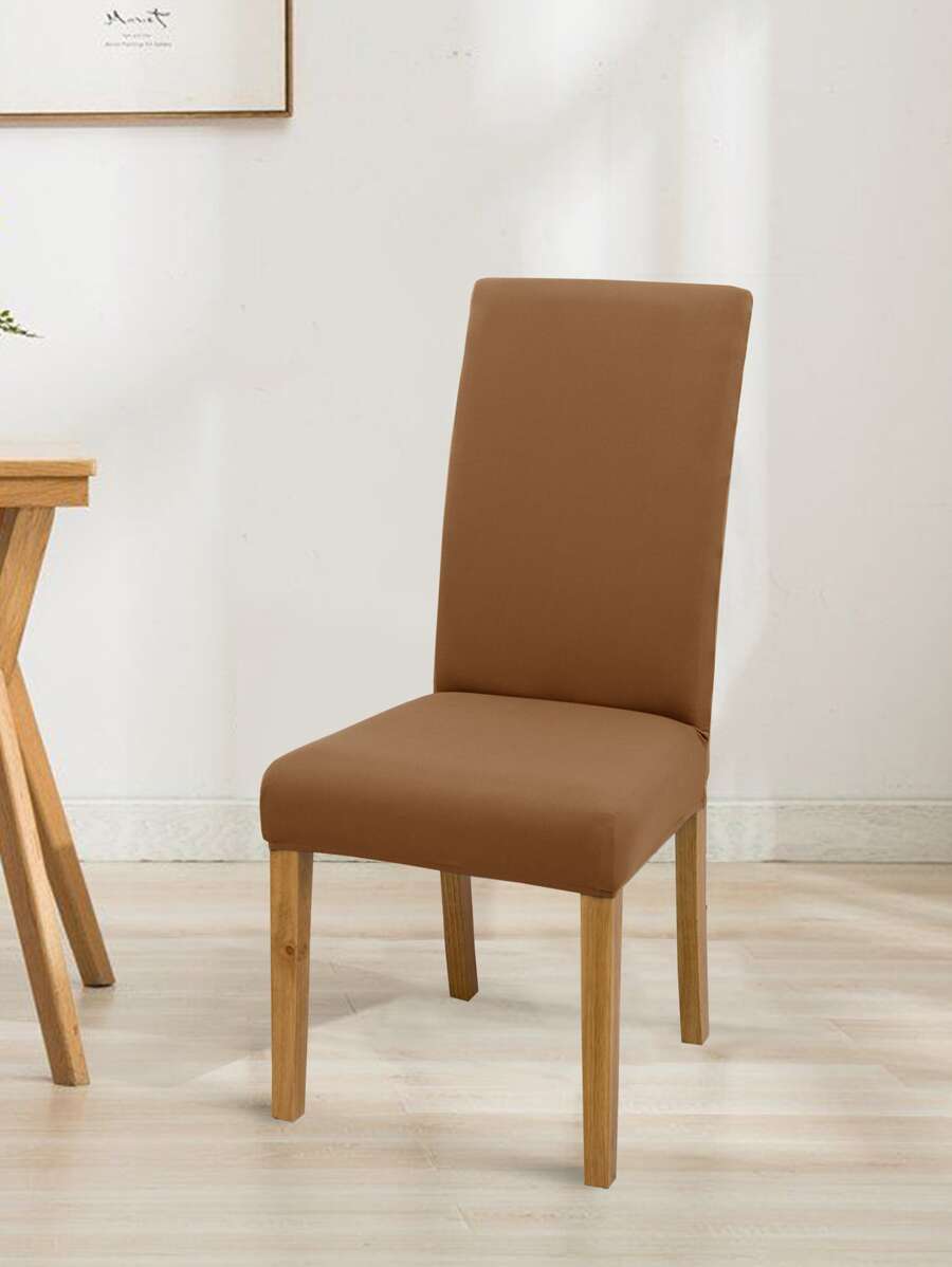 1/4/6 chiếc Vỏ bọc ghế bằng lụa sữa co giãn, Vỏ bọc ghế ăn màu trơn có thể tháo rời và giặt được - Lạc đà - Xem 1