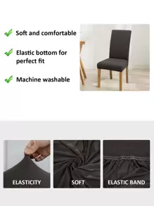 1件/4件/6件/8件/10件纯色牛奶丝椅套，弹力涤纶餐椅套 - 深灰色 - 查看 7
