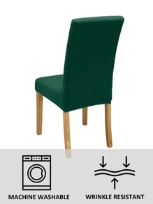 1/4/6pcs Milk Velvet Removable Washable Elastic Solid Color Dining Chair Covers - Green - View 7