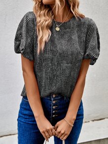 SHEIN Clasi Áo sơ mi nữ Tất cả trên in Giải trí - Đen và trắng - Xem 6