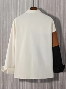 Manfinity Hypemode Men Patch Detail Colourblock Corduroy Shirt Without Tee - Multicolor - View 2