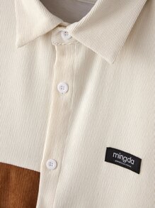 Manfinity Hypemode Men Patch Detail Colourblock Corduroy Shirt Without Tee - Multicolor - View 4