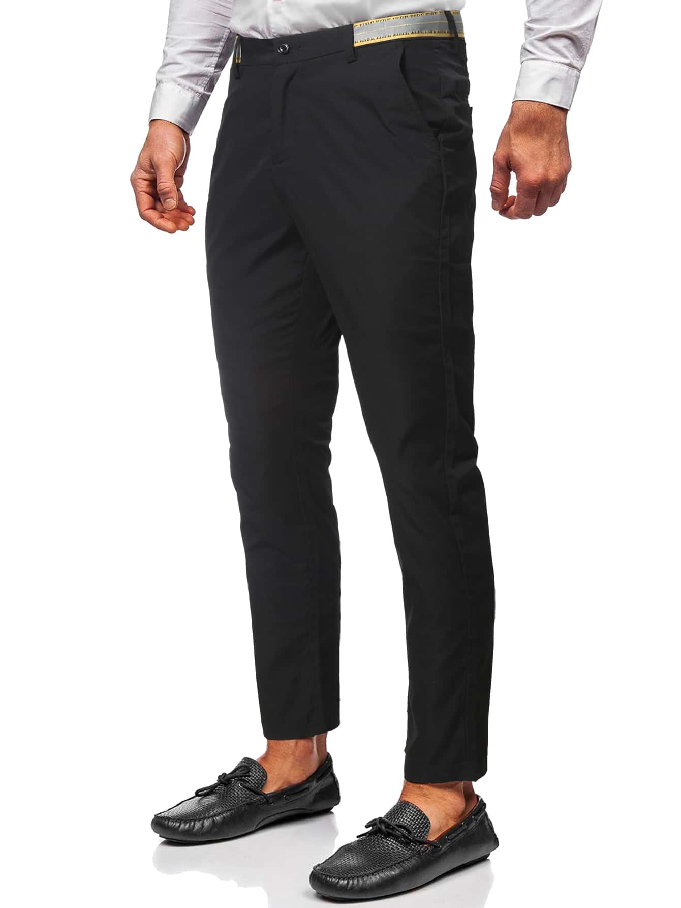 Manfinity Men Tape Panel Tailored Trousers - Black - View 1