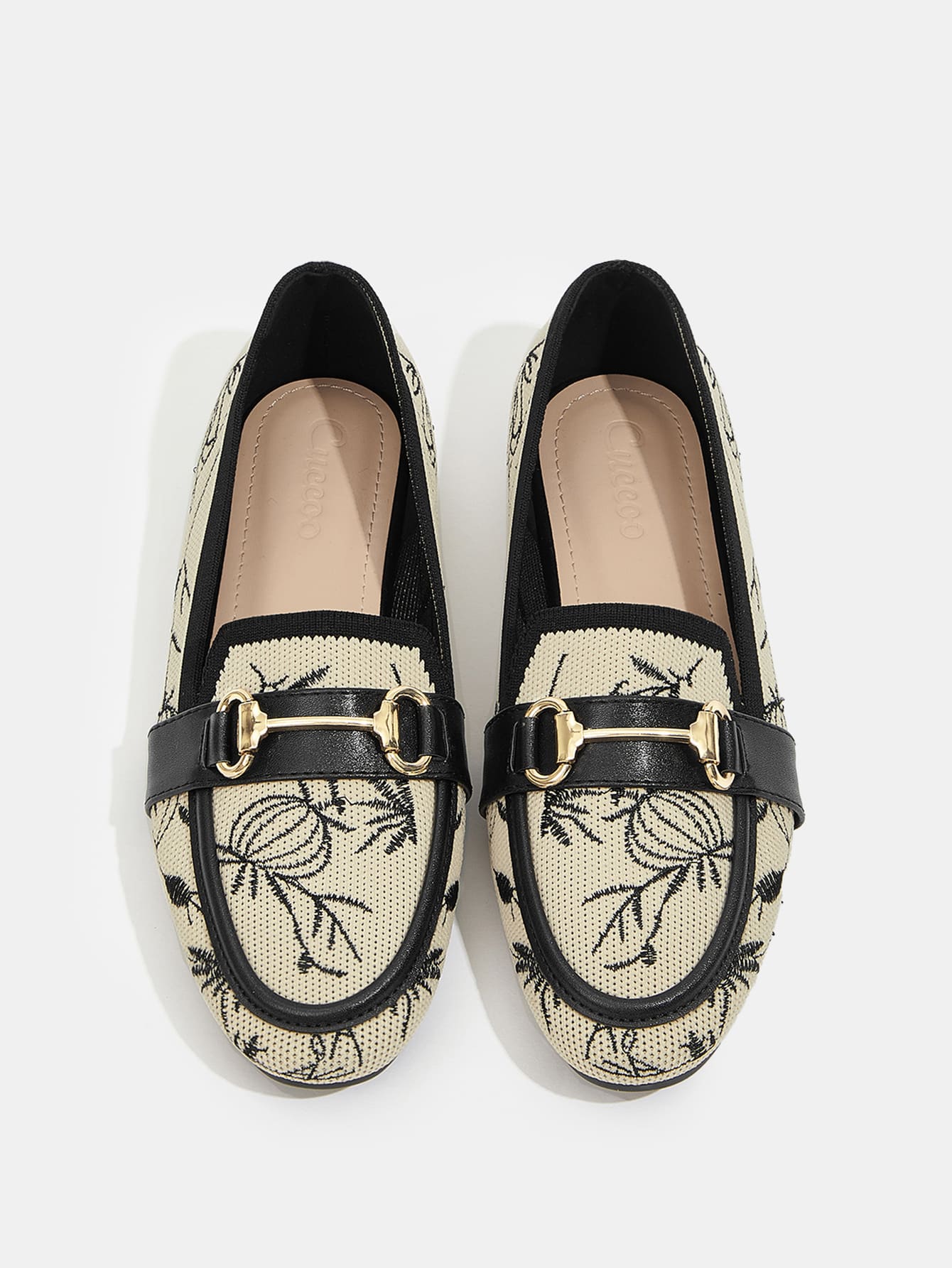 CUCCOO TILAWA Leaf Embroidered Snaffle Decor Flat Loafers Vacation Shoes Summer Back To School Shoes College Student Shoes Spring Shoes Spring Break Easter For Christmas