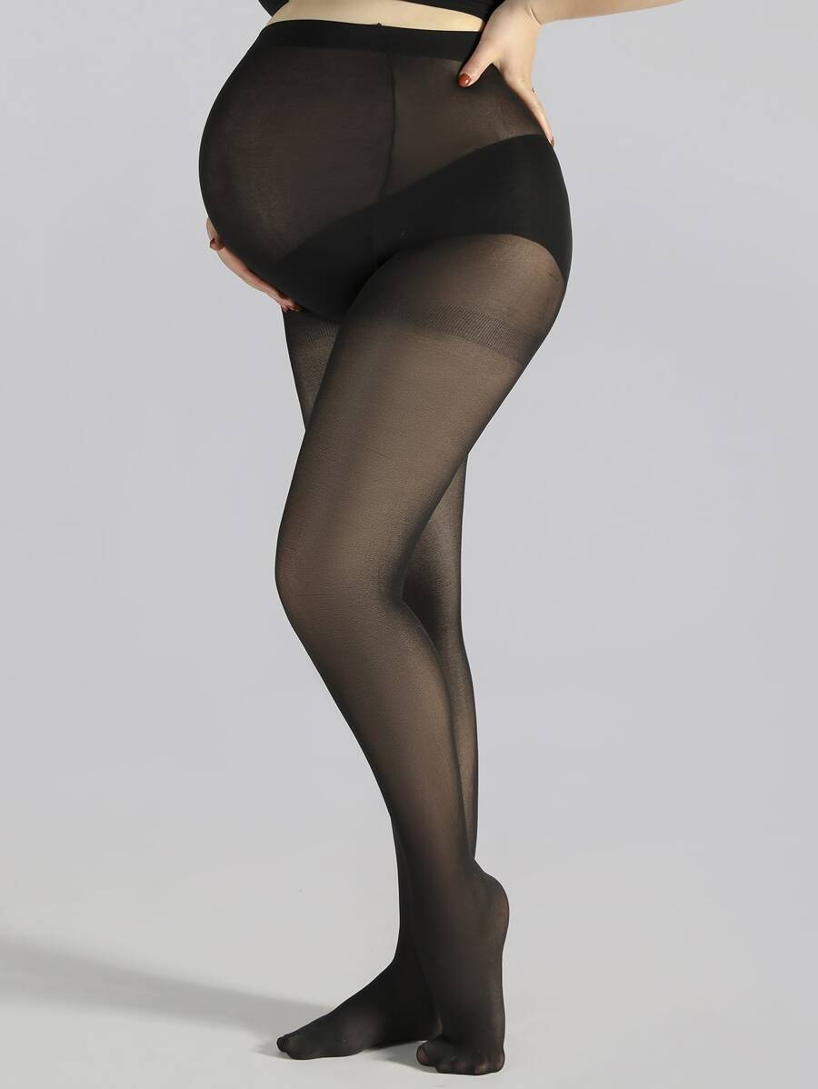Solid Maternity Tights - Black - View 1