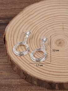 1pc Colar de Liga com Revestimento de Esmalte em Círculo com Padrão Geométrico Simples, 1 par de brincos, Conjunto de joias femininas, Brincos de pingente elegantes e populares, perfeitos para festa/encontro/doação de presente