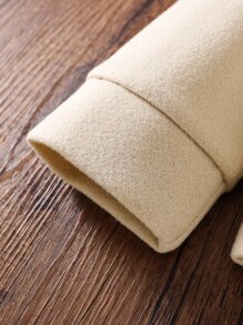 女孩落肩袖翻蓋細節連帽夾克 - 杏色 - 查看 4