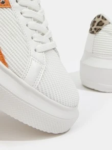 Zapatillas de skate de leopardo de color combinado - Blanco - Ver 3
