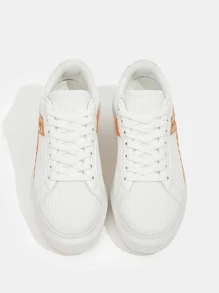 Zapatillas de skate de leopardo de color combinado - Blanco - Ver 5