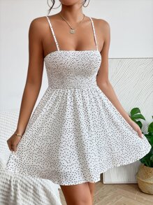 SHEIN PETITE 波點圖案吊帶連衣裙