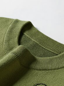 Manfinity Áo len nam Hoạt hình Giải trí - Màu xanh Ô liu - Xem 4
