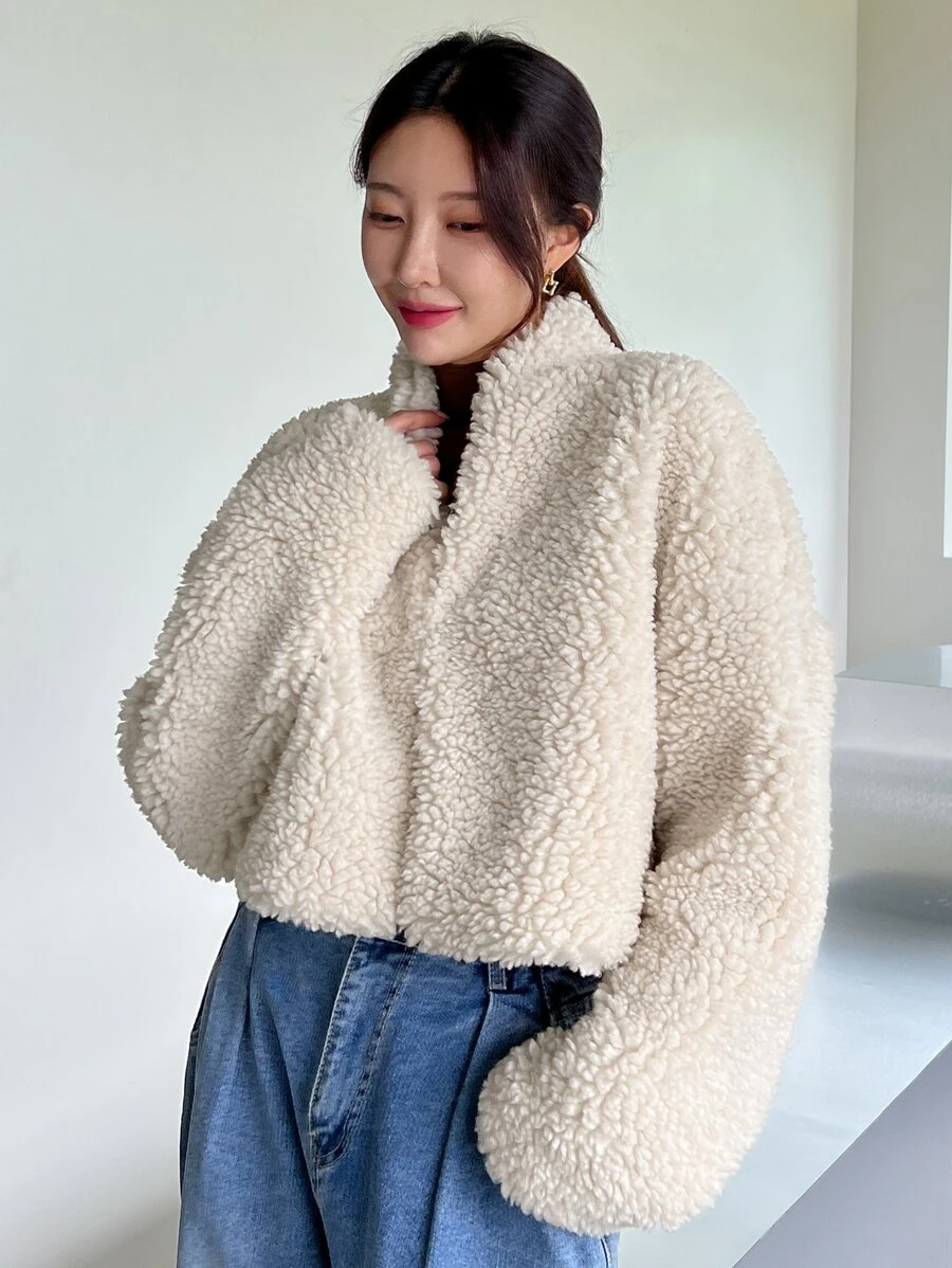 DAZY Áo khoác nữ màu trơn Giải trí - Màu be - Xem 1