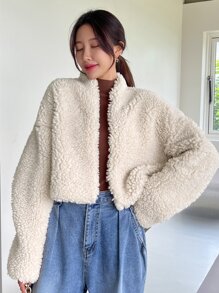 DAZY Áo khoác nữ màu trơn Giải trí - Màu be - Xem 2