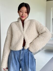 DAZY Áo khoác nữ màu trơn Giải trí - Màu be - Xem 5