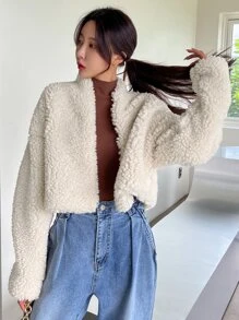 DAZY Áo khoác nữ màu trơn Giải trí - Màu be - Xem 7