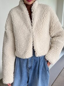 DAZY Áo khoác nữ màu trơn Giải trí - Màu be - Xem 8