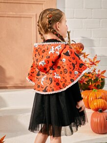 SHEIN Bộ thời trang bé gái Tương phản Mesh Lễ Các Thánh Hấp dẫn - Nhiều màu - Xem 2