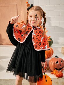 SHEIN Bộ thời trang bé gái Tương phản Mesh Lễ Các Thánh Hấp dẫn - Nhiều màu - Xem 6