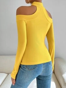 Chiquease 繞頸羅紋針織T恤 - 黃色 - 查看 2